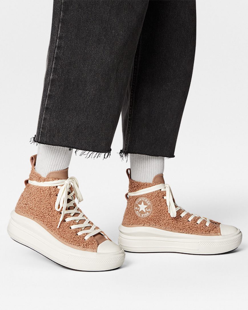 Women's Converse Chuck Taylor All Star Move Sherpa High Top Platform Shoes Brown | AU 36940F